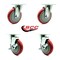 Service Caster Universal Kitchen Casters - 5" Red Wheel - 2 Swivel 2 w/Brakes SCC-20S514-PPUB-RED-TPU1-2-TLB-2 - alternate 1